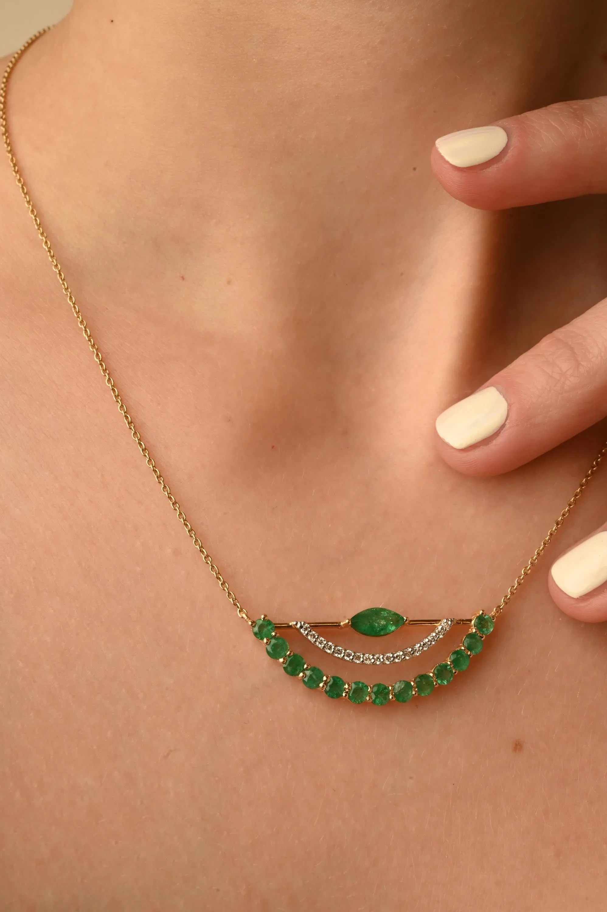 14K Emerald Pendant Necklace