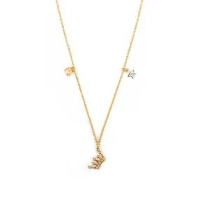 14k Gold Genuine Diamond Crown Chain Necklace