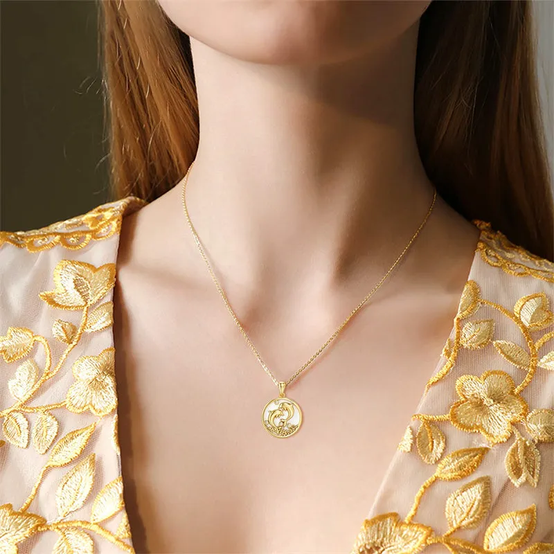 14K Solid Gold Dolphin Necklace Moissanite Necklaces for Women Dainty Pendant Necklace