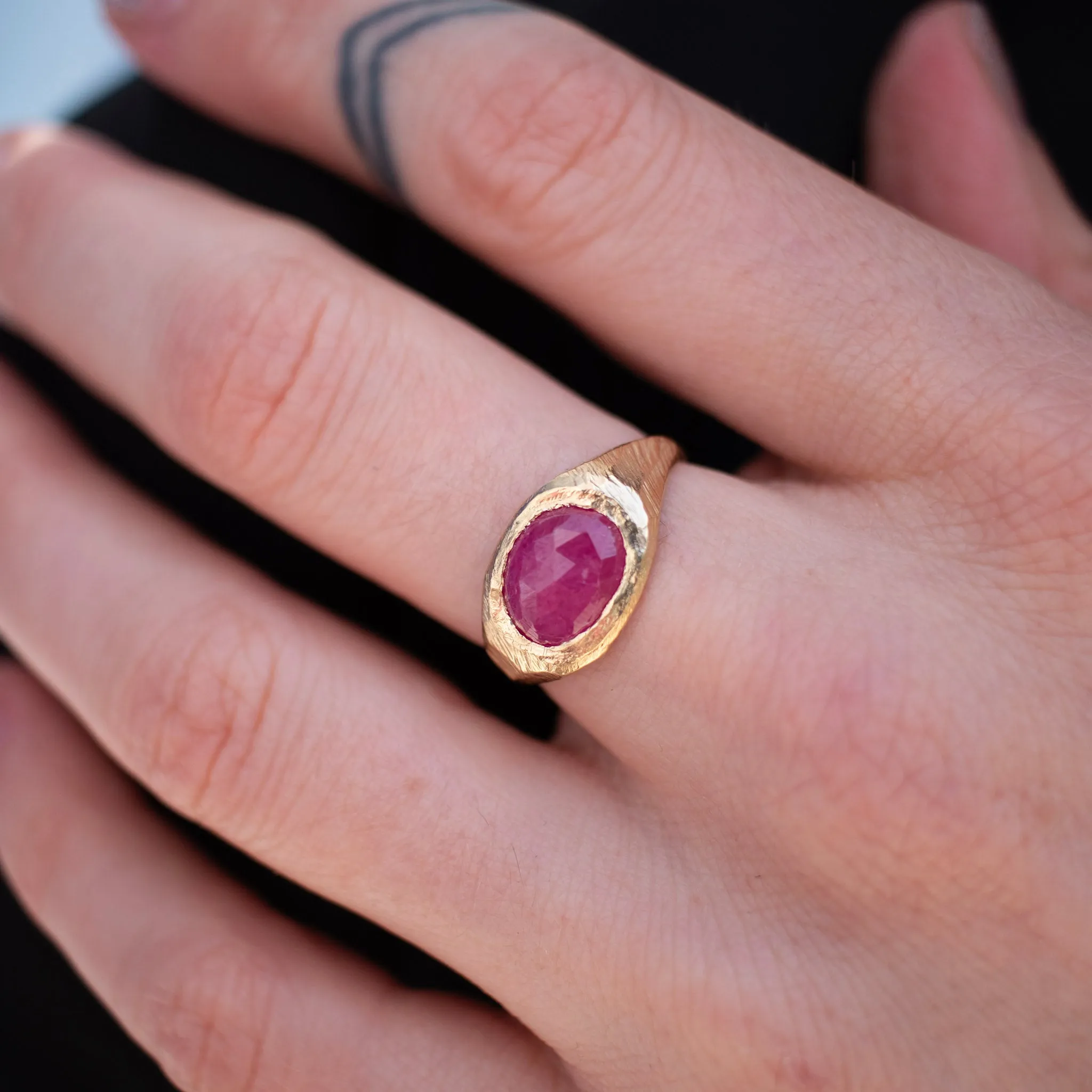 18K Signet Ring in Ruby