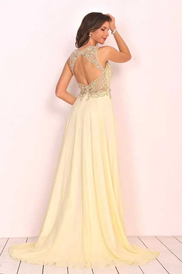 2024 Sexy Open Back Prom Dresses Scoop Chiffon With PBJEQQRL