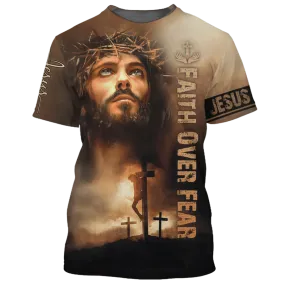 3D All Over Printed Christian Jesus Shirt Faith Over Fear T Shirt Men Women I Love God Shirts