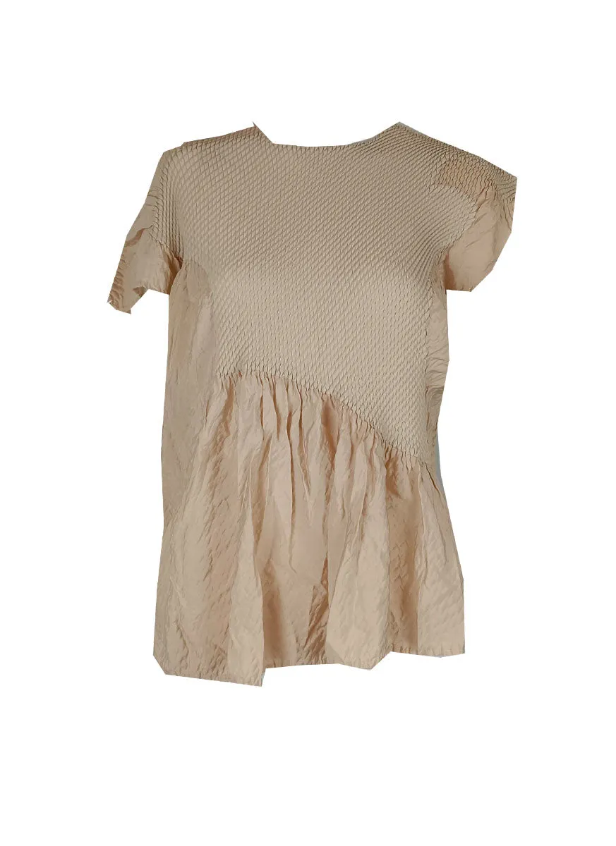 6240031 High Waist Pleated Skirt *Beige