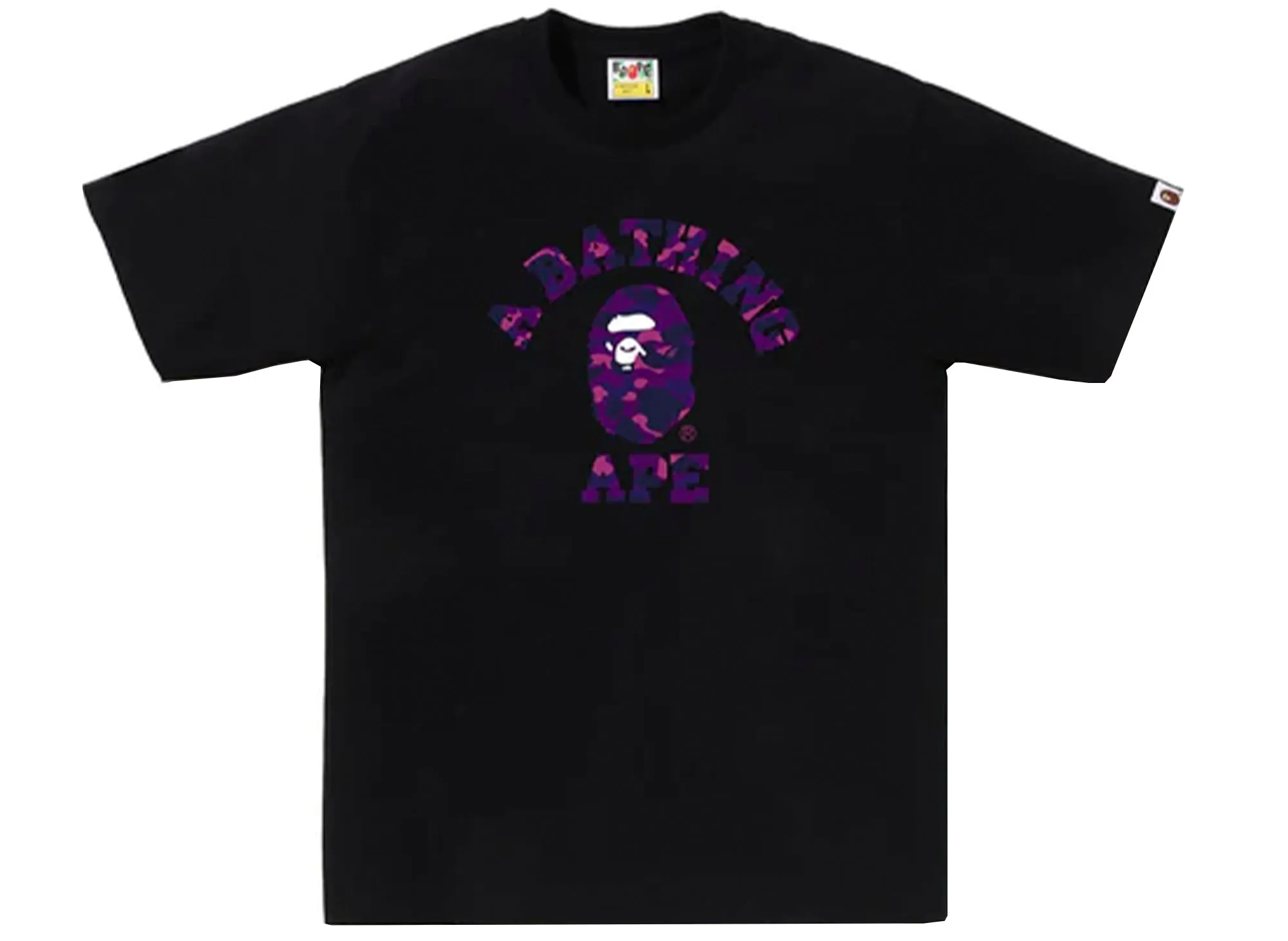 A Bathing Ape Color Camo College Tee in Black/Purple xld