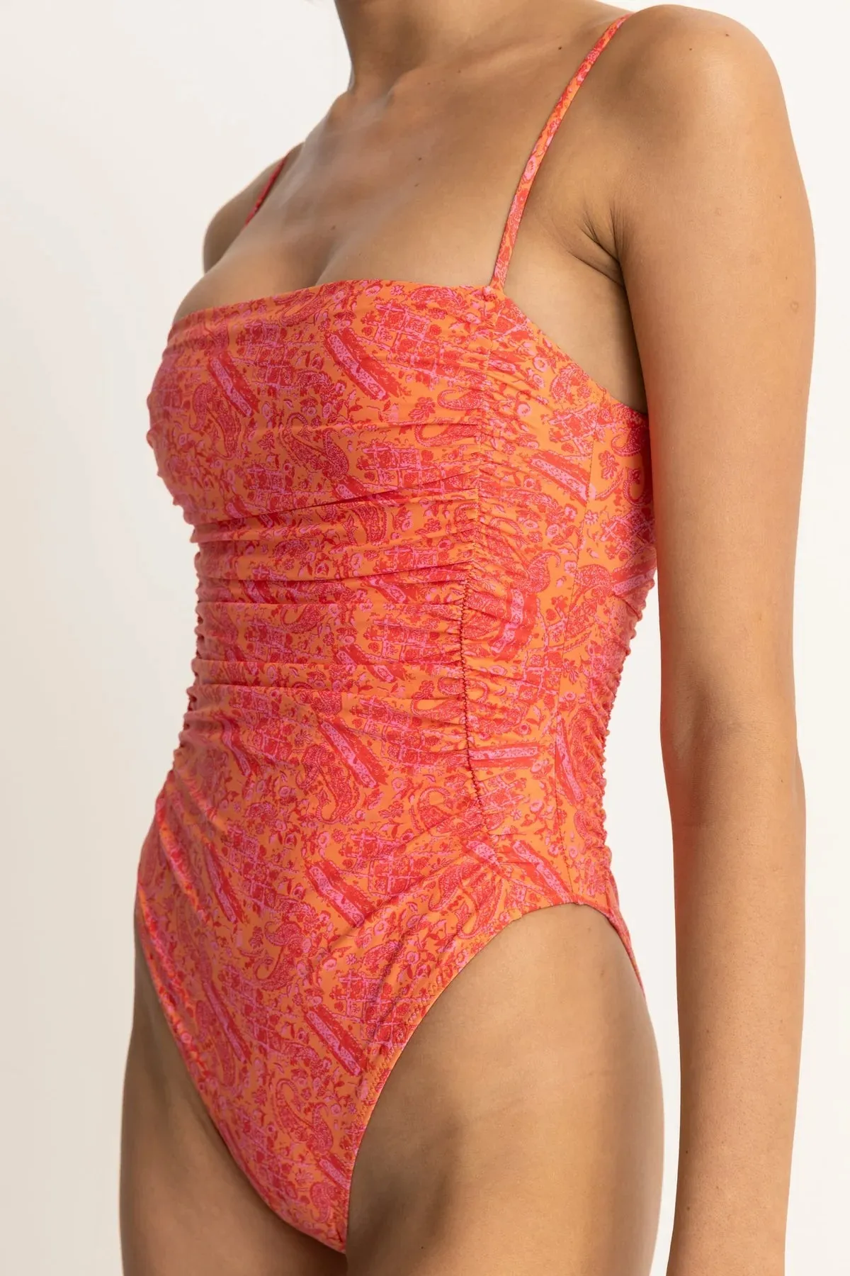 Adia Paisley Scrunched Side One Piece