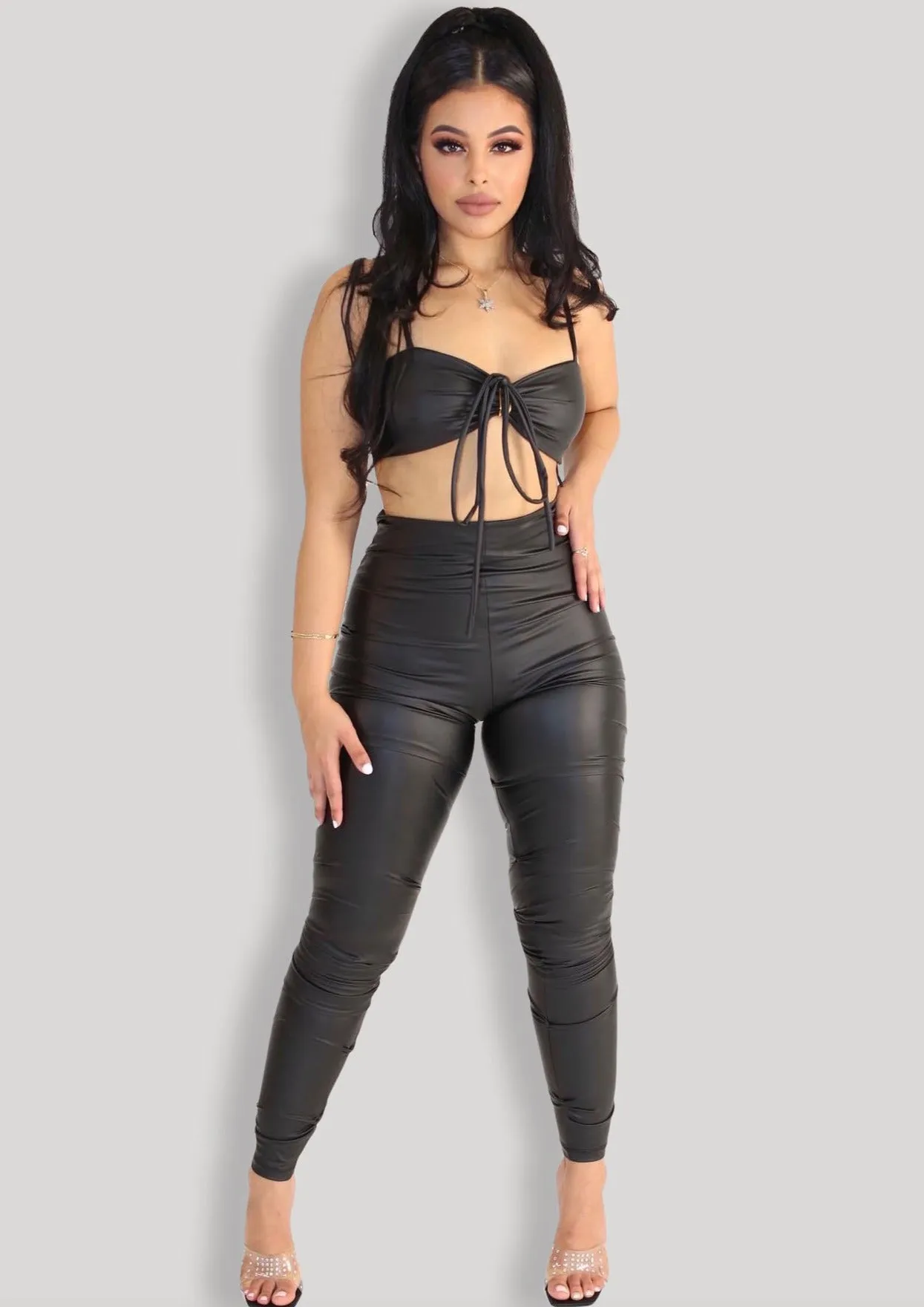 Alivia Faux Leather Pants Set