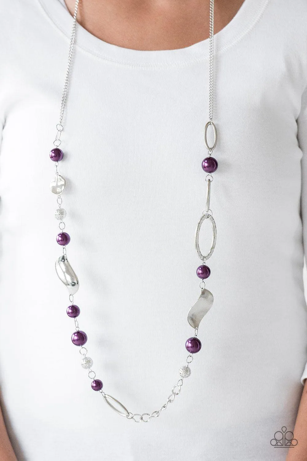 All About Me Purple and Silver Necklace - Paparazzi Accessories