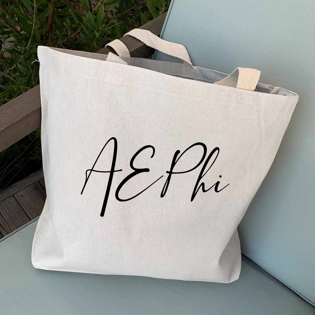 Alpha Epsilon Phi Script Writing Nickname Canvas Tote Bag