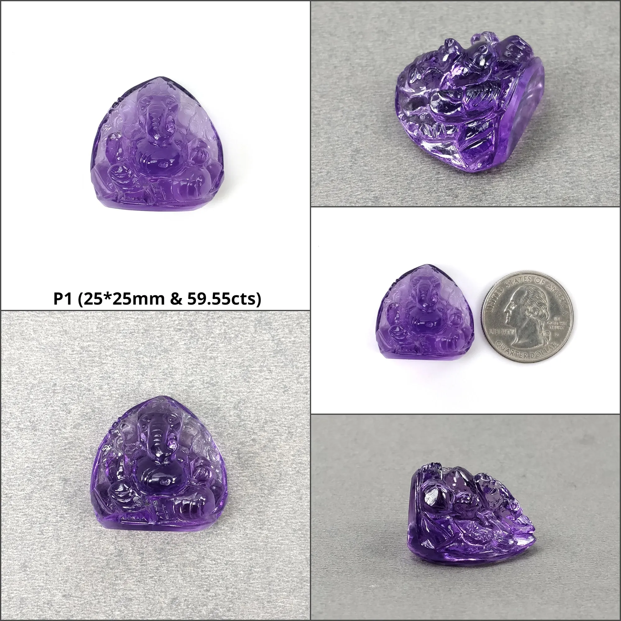 Amethyst Gemstone Carving : Natural Untreated Purple Amethyst Hand Carved LORD GANESHA