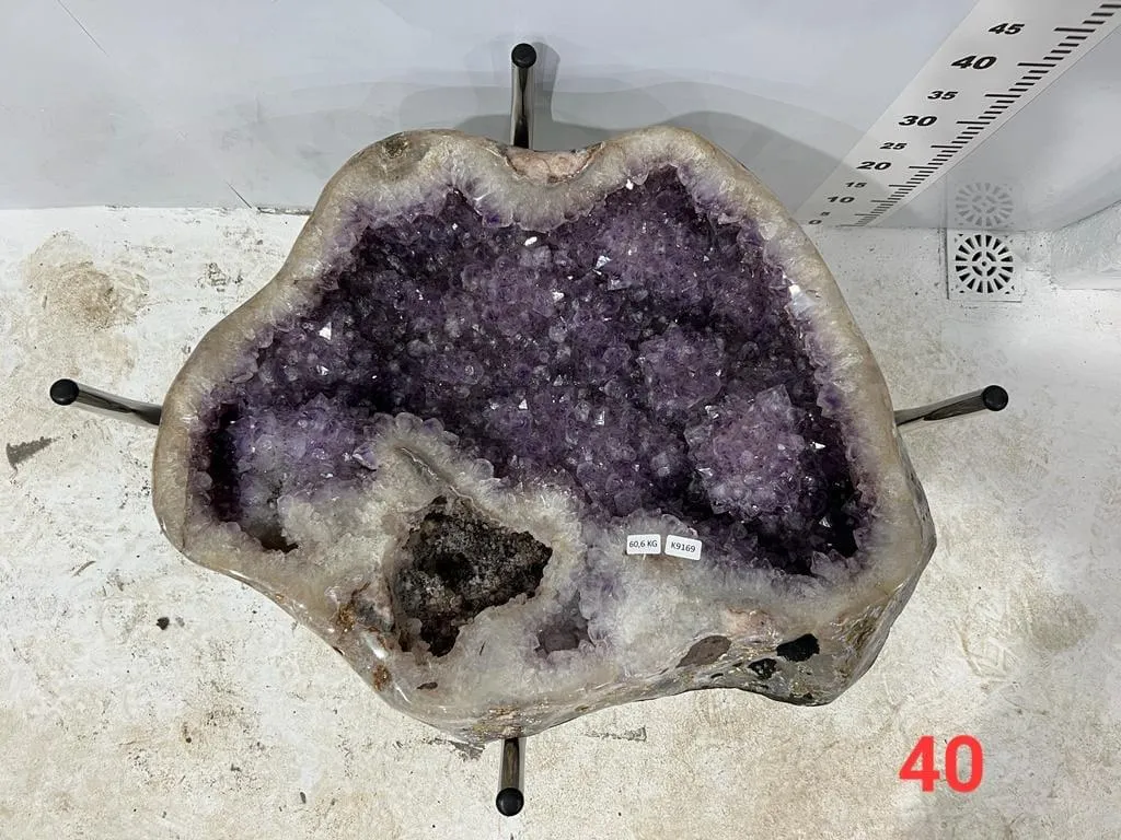 Amethyst Geode Table from Brazil with Custom Stand- 28 / 134 lbs