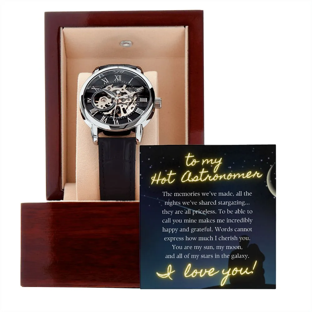 Anniversary Gift for Astronomer Boyfriend or Husband Men Openwork Watch