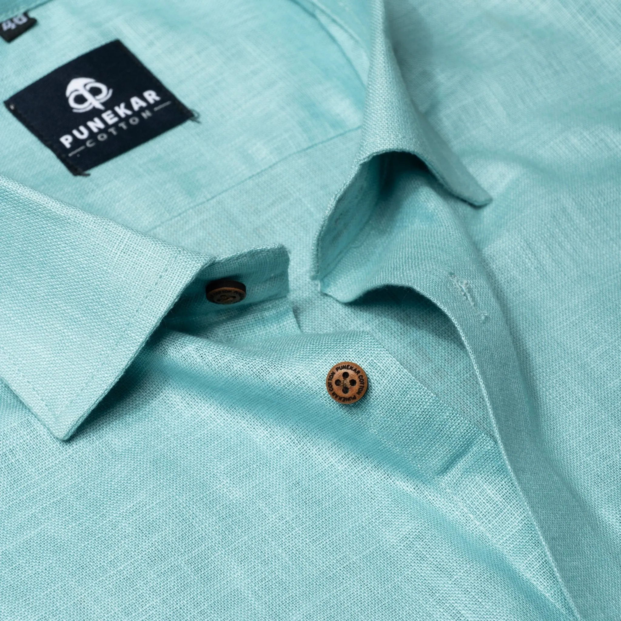 Aqua Green Color Linen Formal Shirts For Men