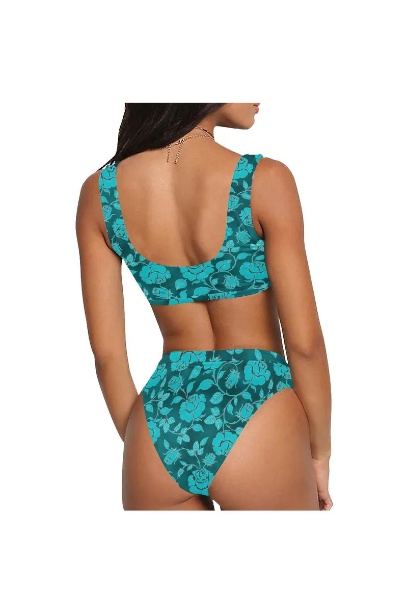 Aqua Rose Sport Top & High-Waist Bikini Swimsuit