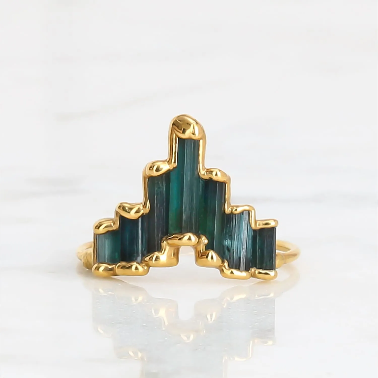 Art Deco Witchy Blue Tourmaline Ring