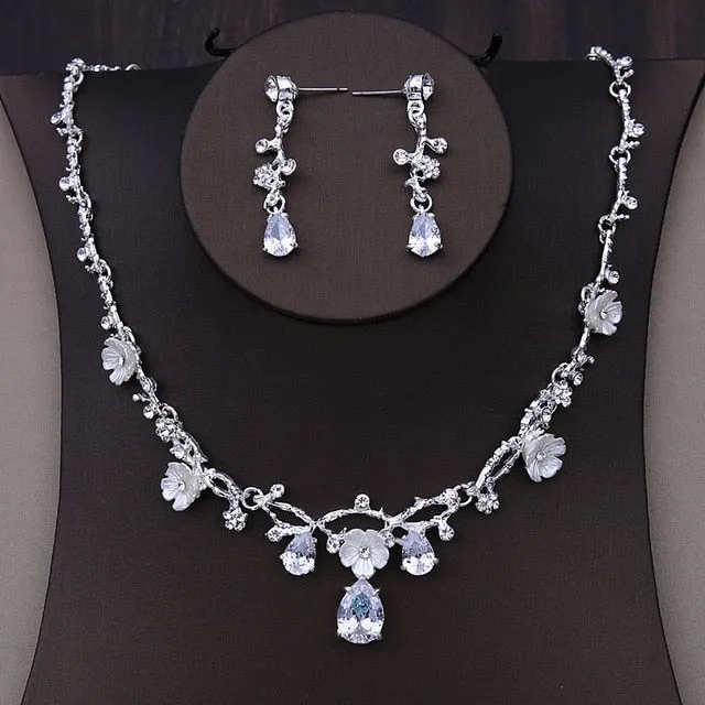 Baroque Handmade Crystal Beads and Rhinestone Tiara, Necklace & Earrings Wedding Jewelry Set