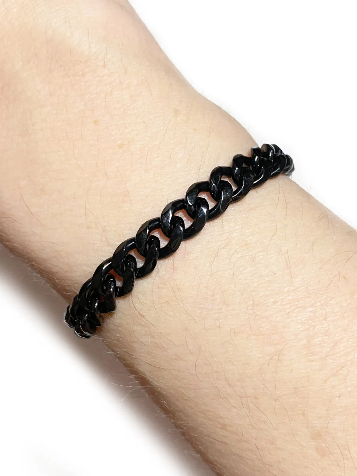 Black Steel Cuban Chain Bracelet