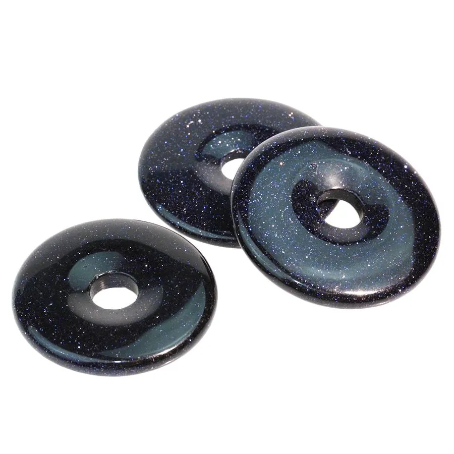 Blue Goldstone 40mm Donut Pendant