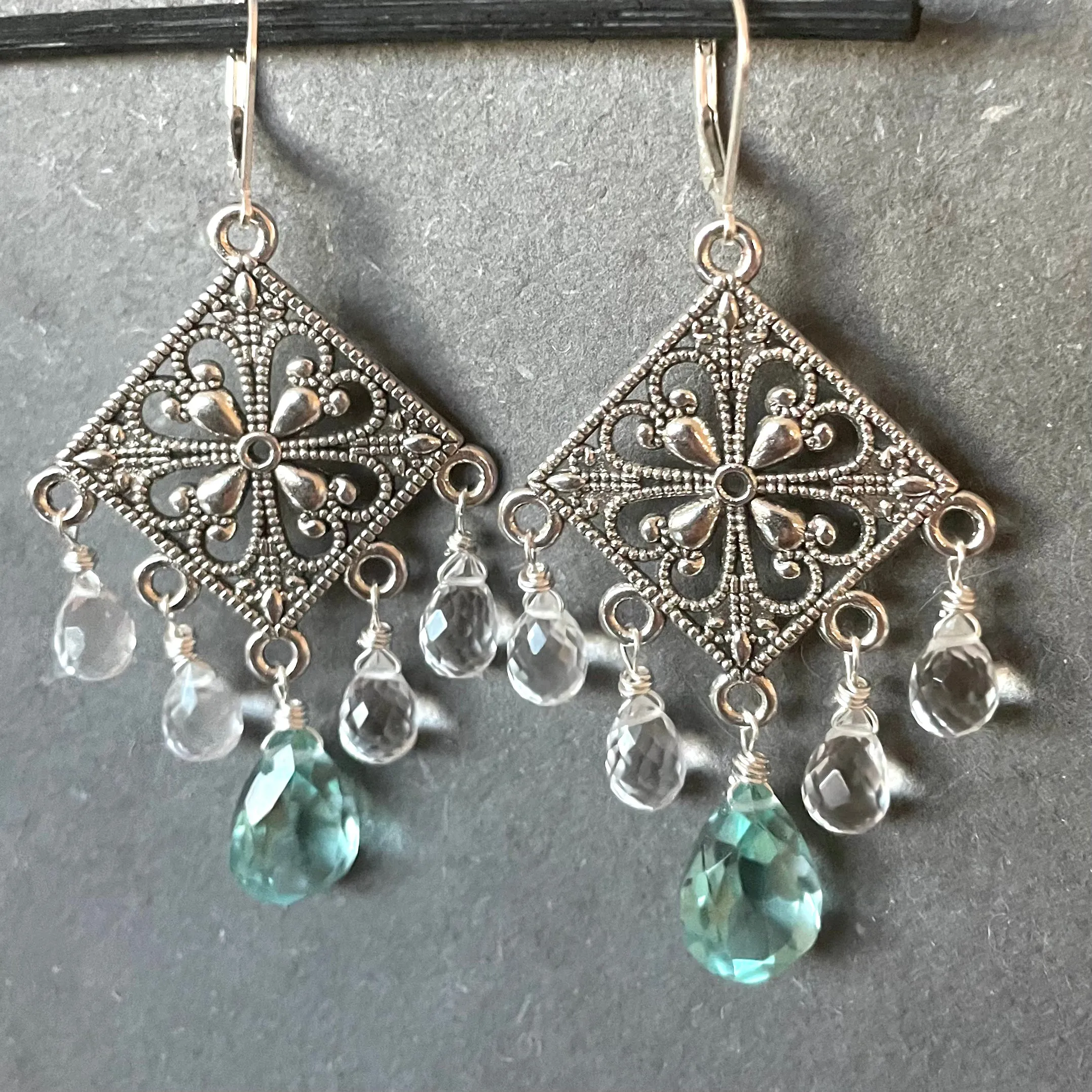 Blue Ice Chandelier Earrings