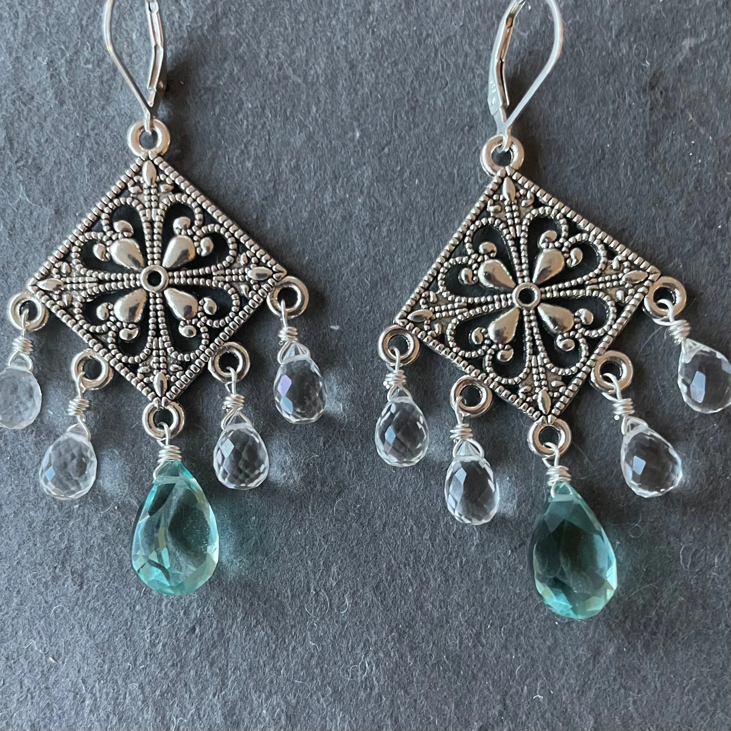 Blue Ice Chandelier Earrings