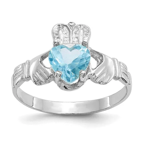 Blue Topaz Claddagh Ring - December