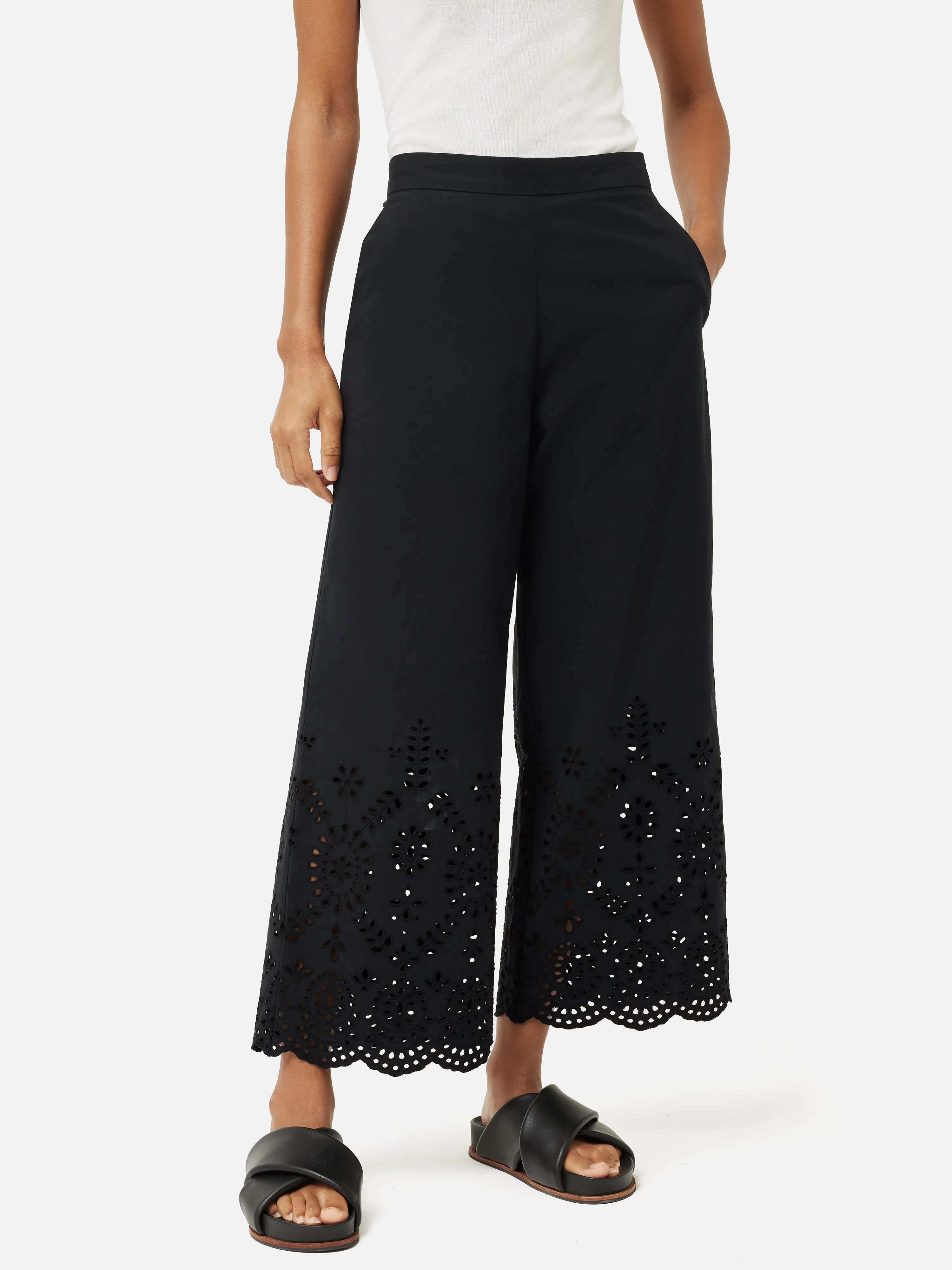 Broderie Beach Trouser | Black