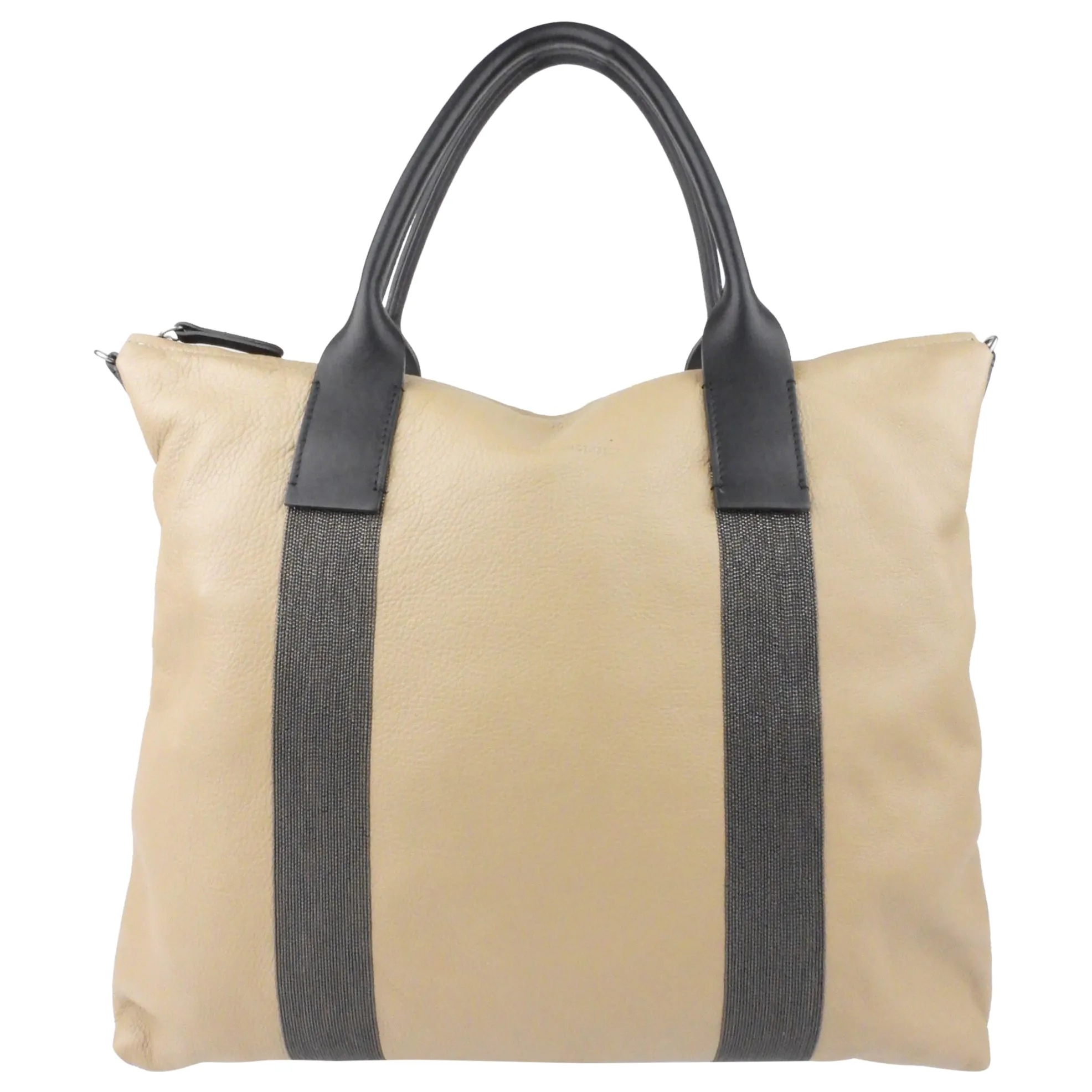 Brunello Cucinelli Beige Leather and Monili Two Way Tote