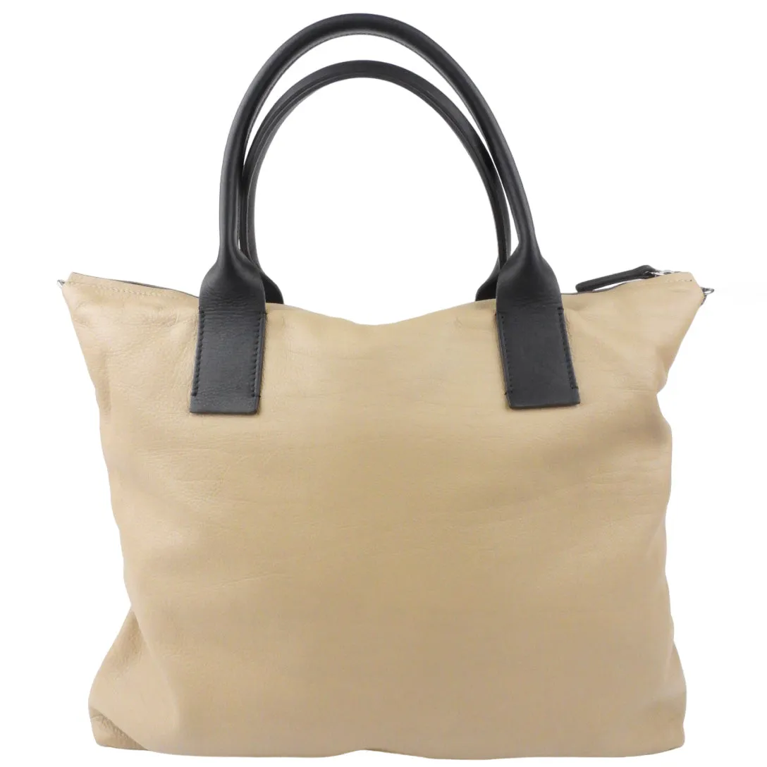 Brunello Cucinelli Beige Leather and Monili Two Way Tote