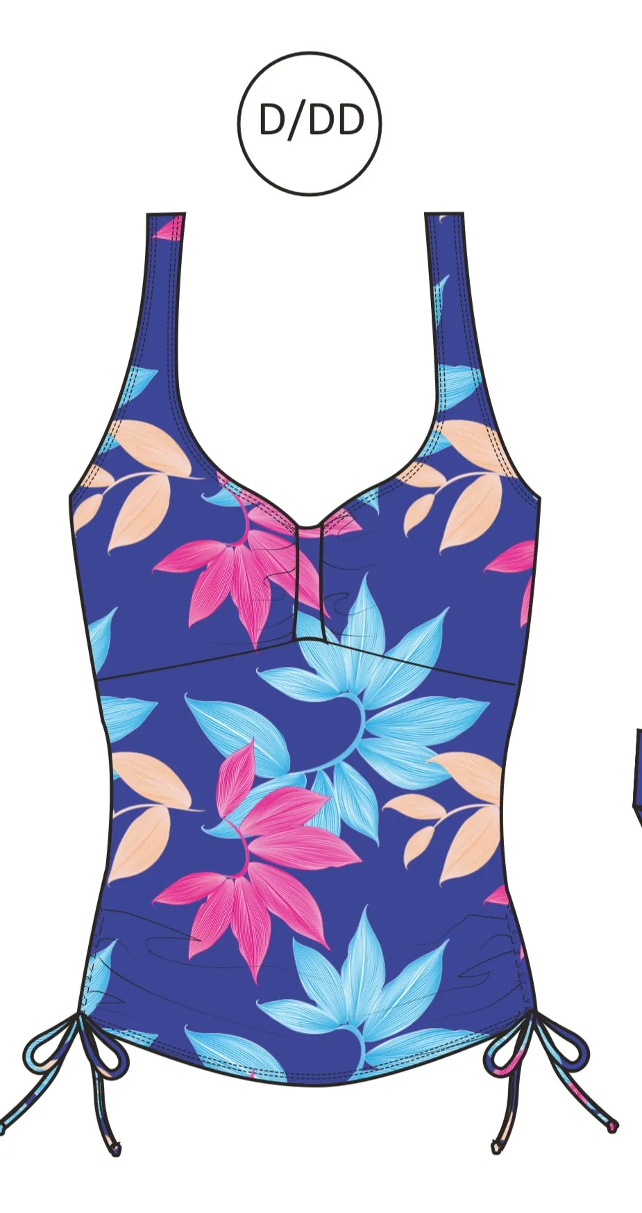 BS Swimwear Blue Leaf Print DCup Tankini