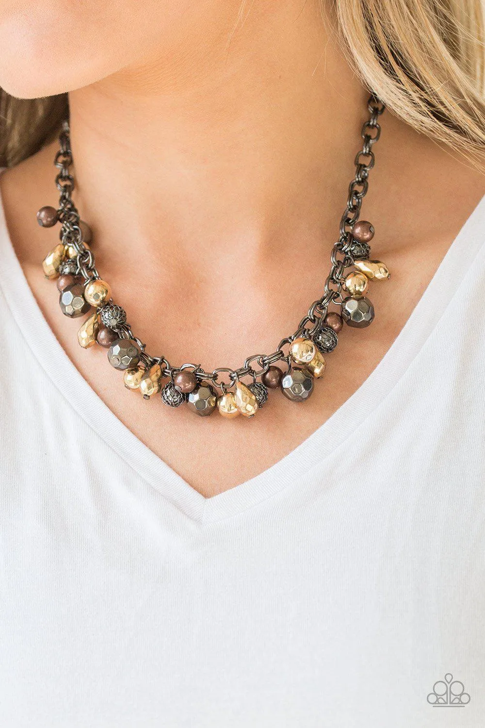 Building My Brand Black, Copper, Gold & Gunmetal Necklace - Paparazzi Accessories