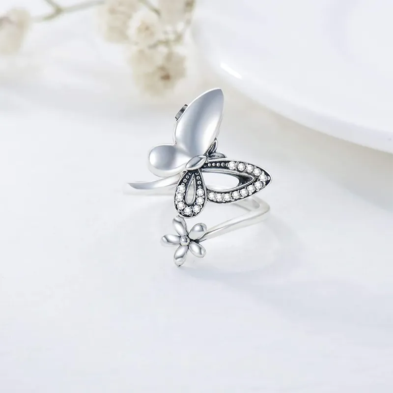 Butterfly Cremation Ring for Ashes 925 Sterling Silver Urn Open Ring Jewelry Keepsake Memorial Pendant Always in My Heart Locket for Women Mom