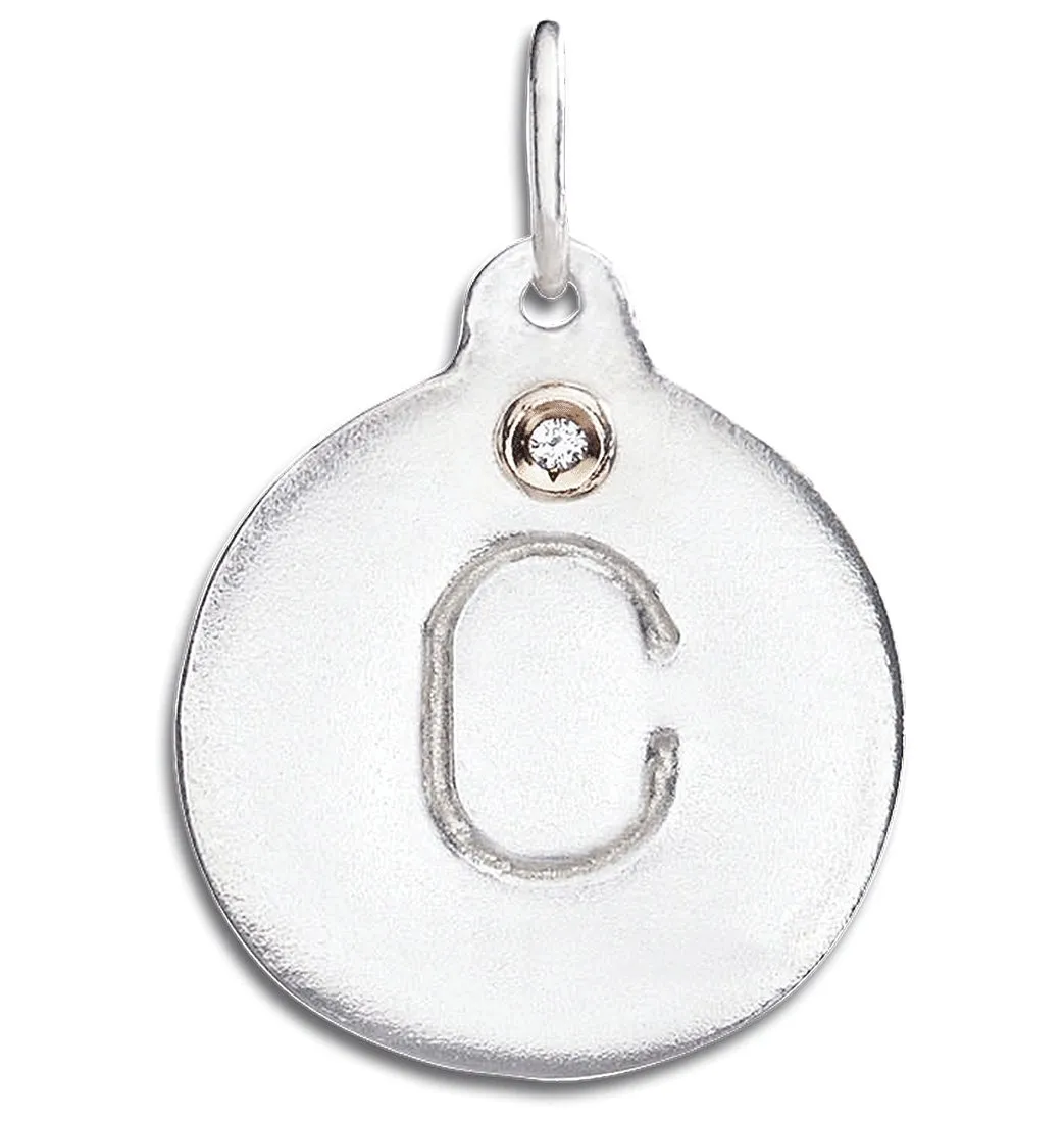 C Alphabet Charm With Diamond