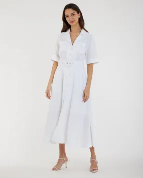 Cadence Linen Dress - White