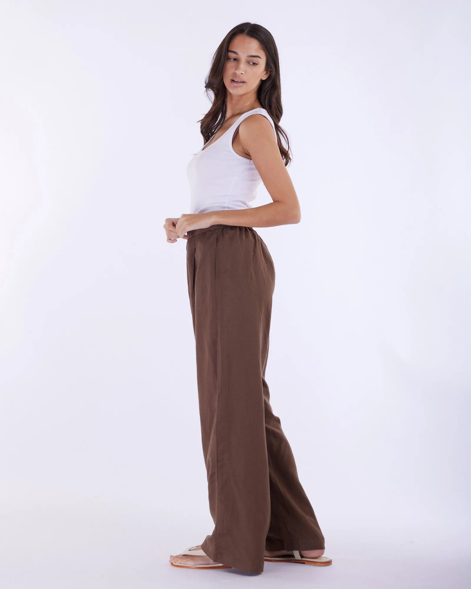 Cancun Linen Pant - Chocolate