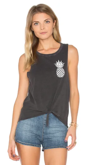 Chaser Pineapple Tie Front Tank Top