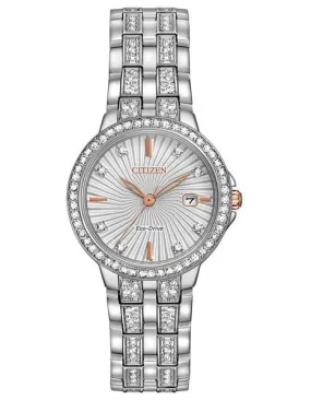 Citizen Eco-Drive Womens Watch - Swarovski Crystals - Stainless Steel - Date