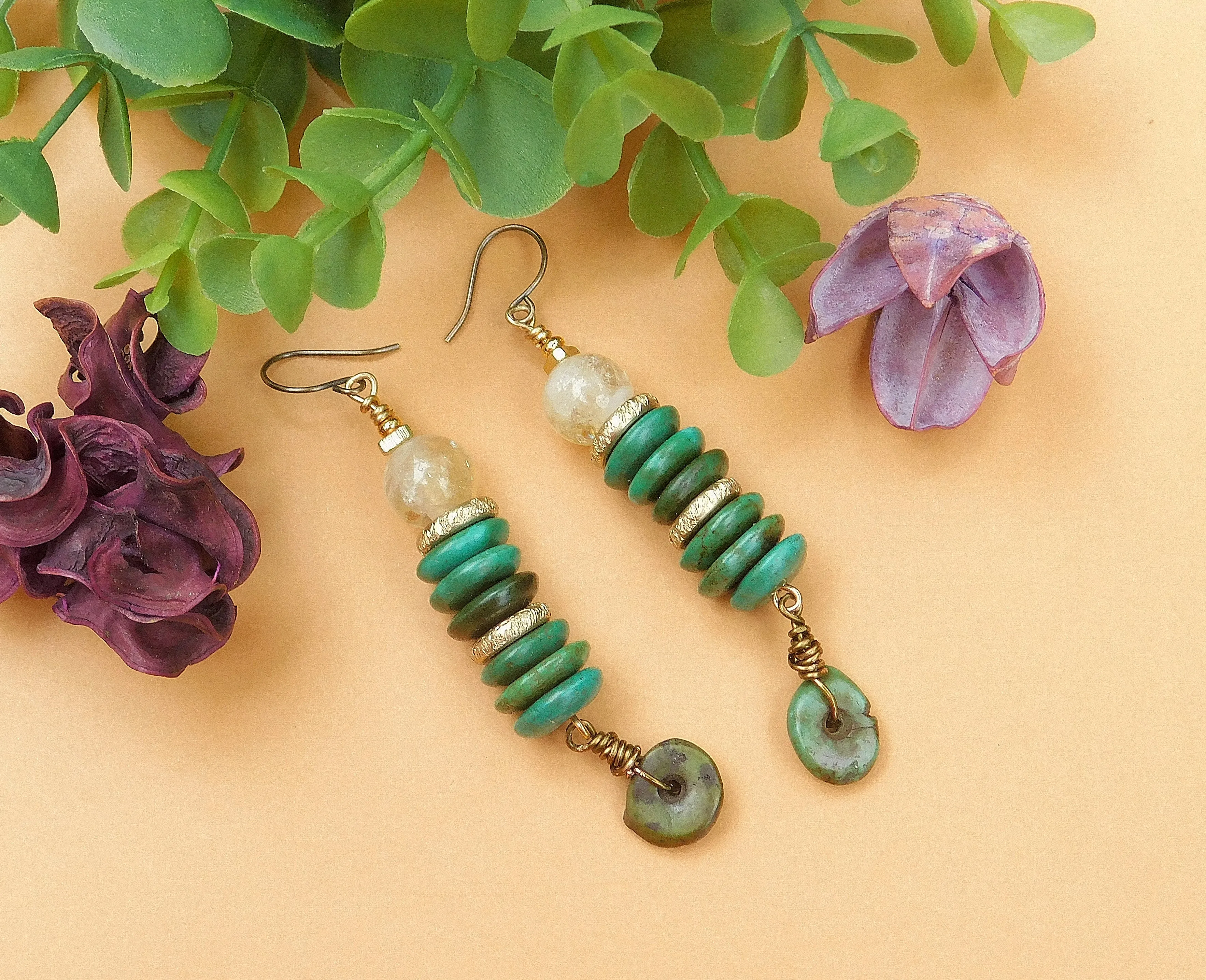 Citrine and Turquoise Earrings