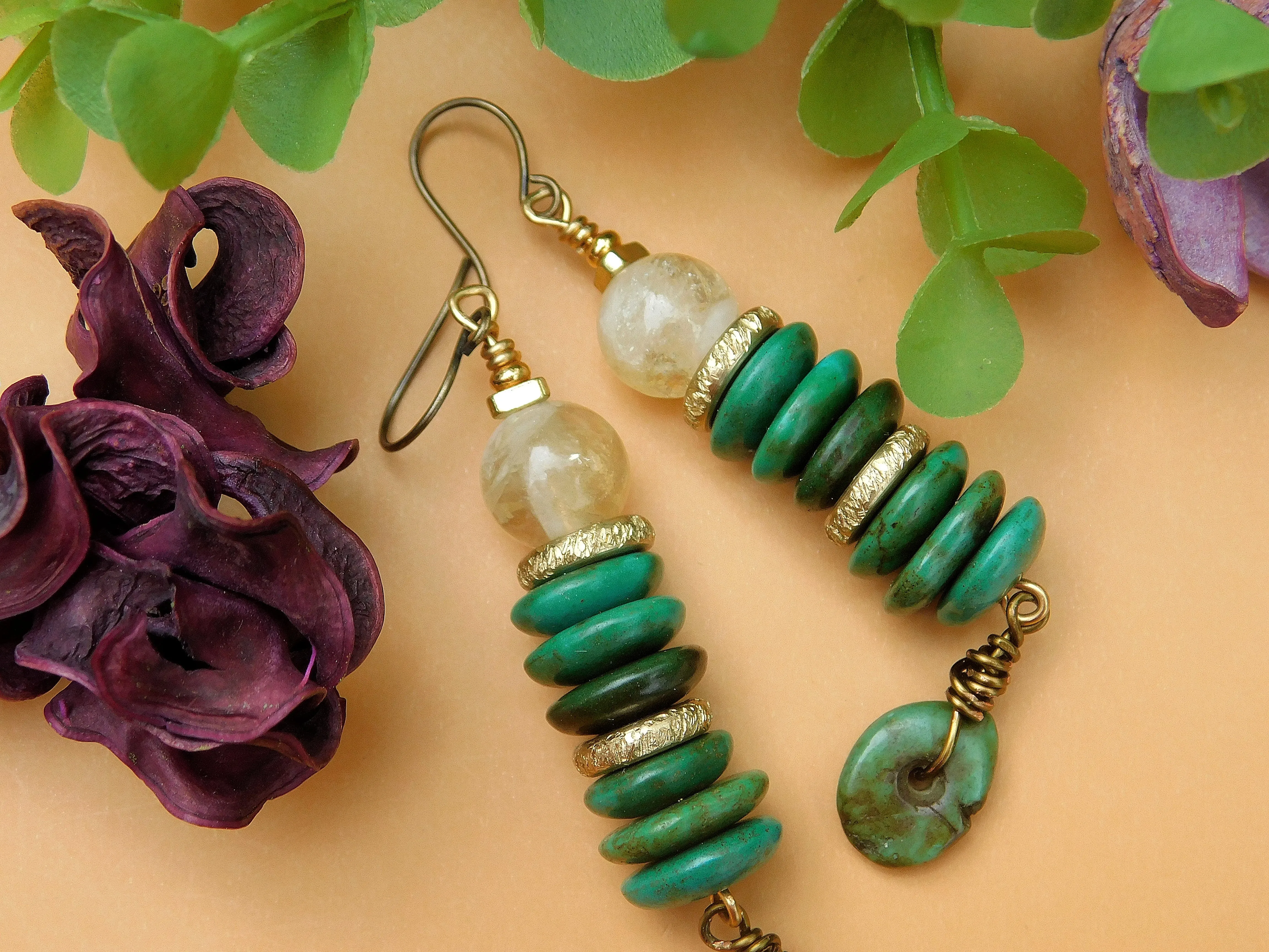 Citrine and Turquoise Earrings