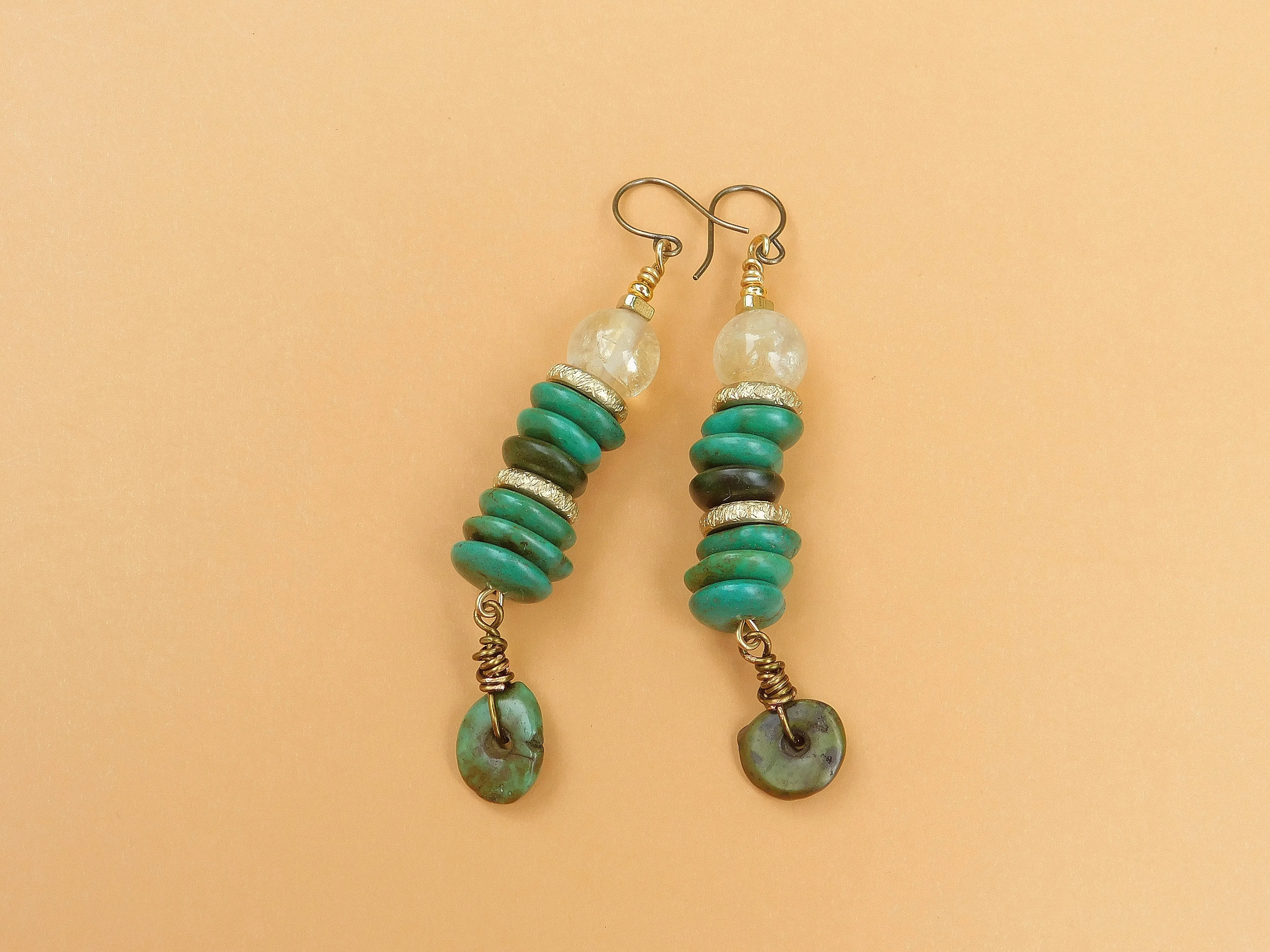 Citrine and Turquoise Earrings