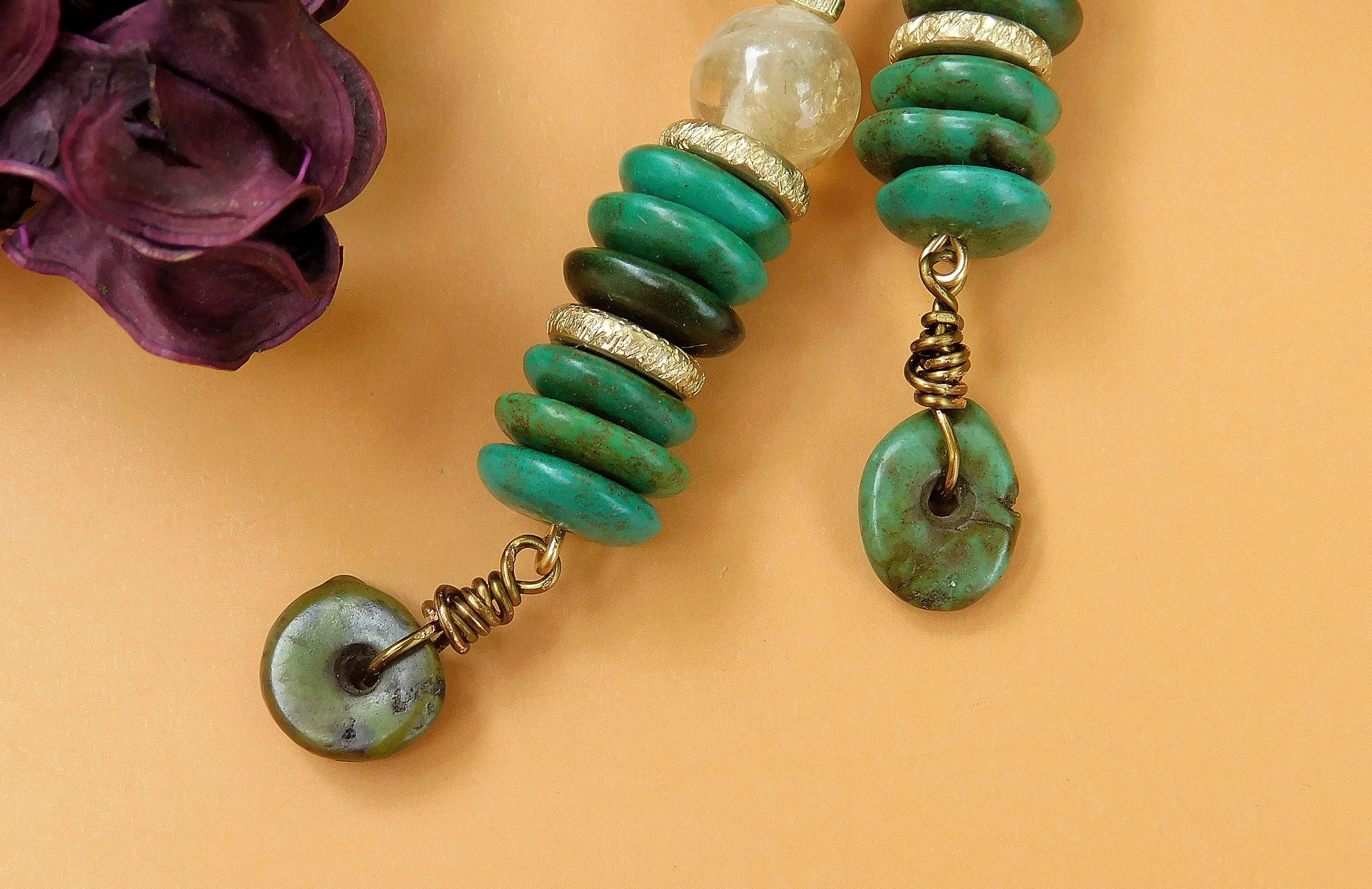 Citrine and Turquoise Earrings