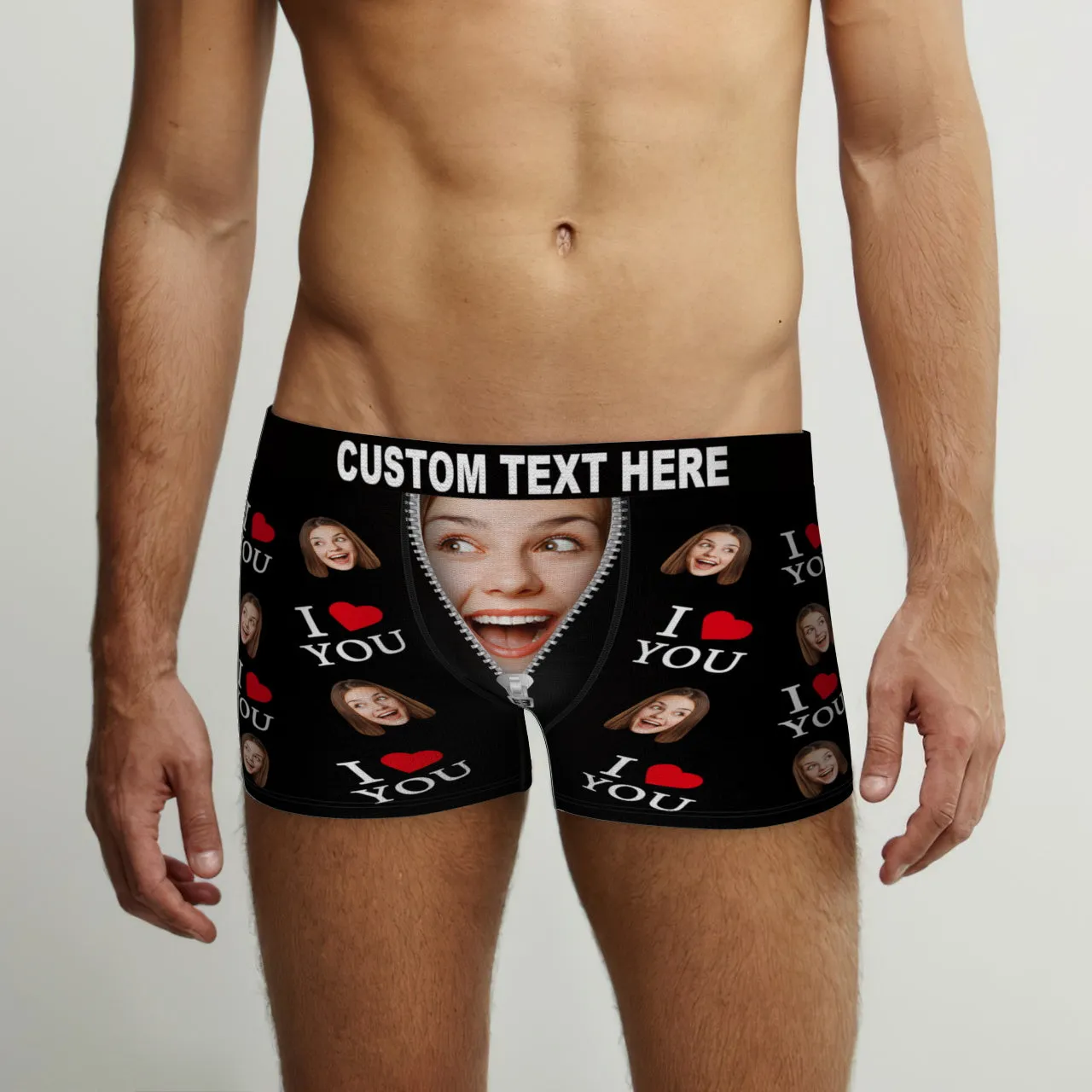 Custom Face Boxer Briefs I Love You Personalised Naughty Valentine's Day Gift for Him