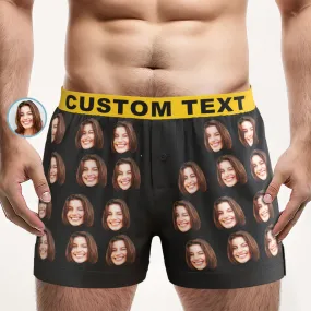 Custom Face Boxer Shorts with Personalized Text on the Waistband Personalized Casual Underwear for Him