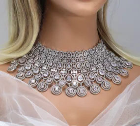 Cz Mesmerizing Grand Drop Elegance Statement Choker Necklace set, Gift for her, Bride Necklace, Wedding Necklace Set Cz.