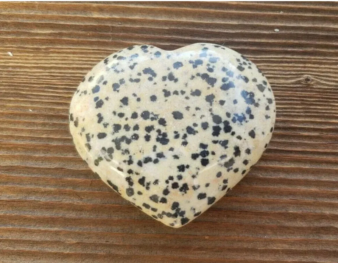 Dalmatian Jasper gemstone Carved Crystal Heart