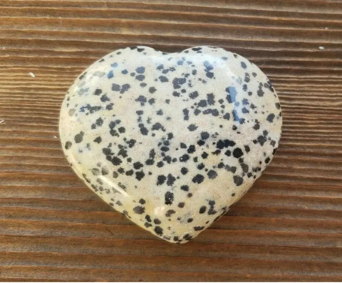 Dalmatian Jasper gemstone Carved Crystal Heart