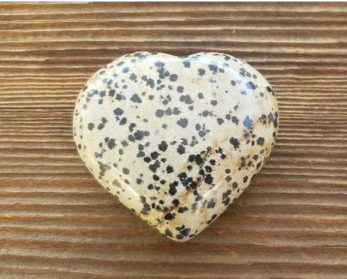 Dalmatian Jasper gemstone Carved Crystal Heart