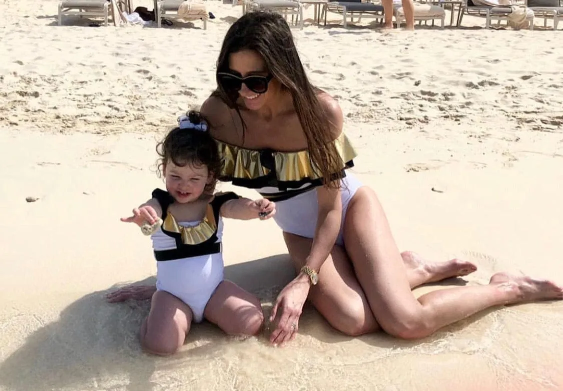 Dietes White and Gold Mom Swimsuit