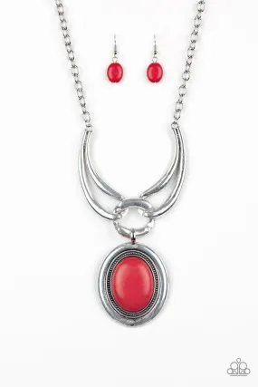 Divide and RULER Red Stone Necklace - Paparazzi Accessories