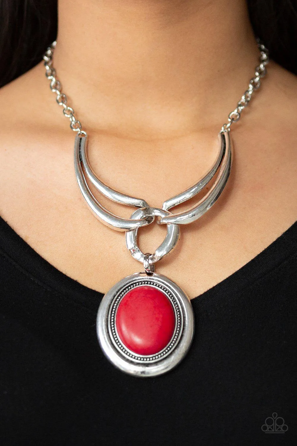 Divide and RULER Red Stone Necklace - Paparazzi Accessories