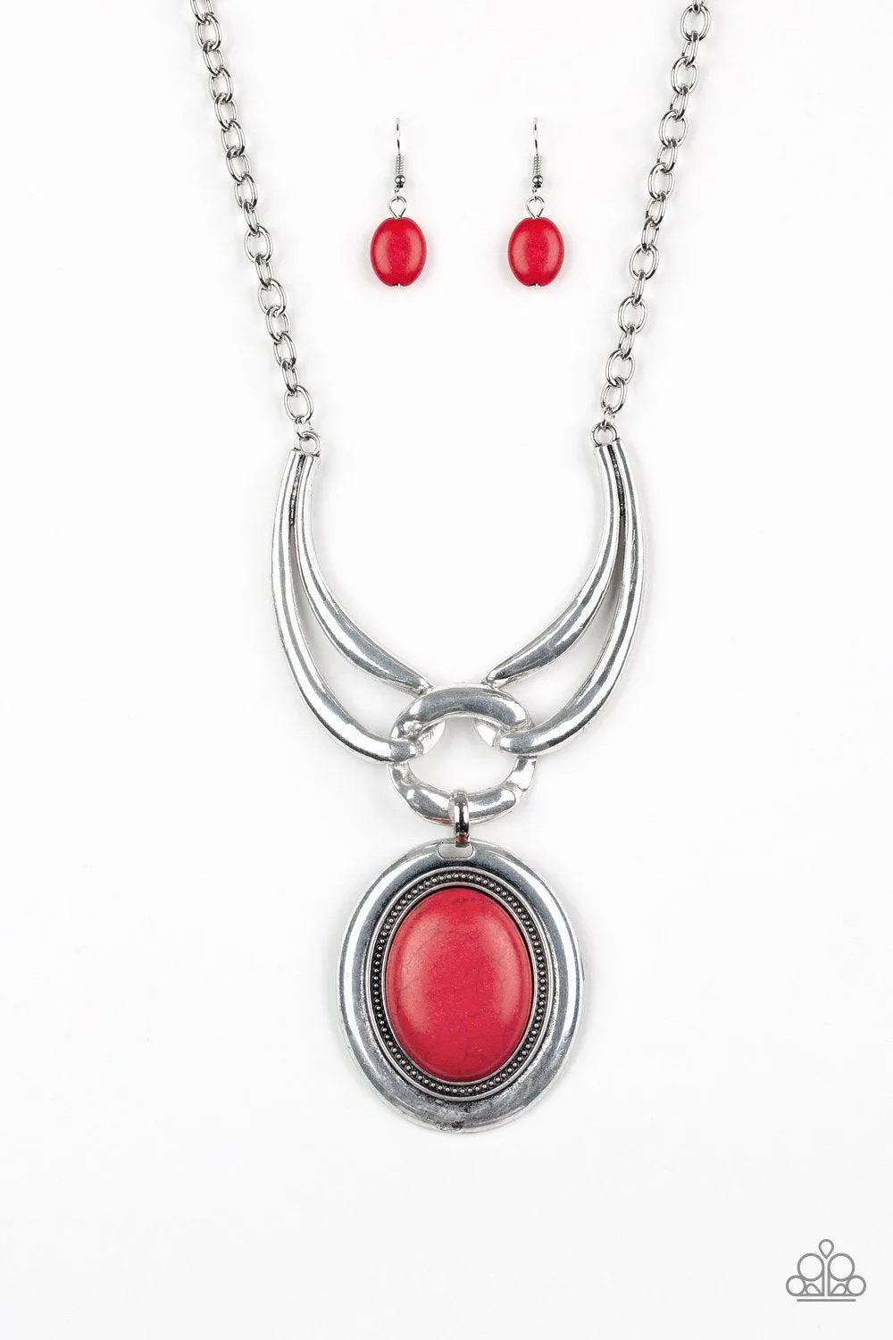 Divide and RULER Red Stone Necklace - Paparazzi Accessories