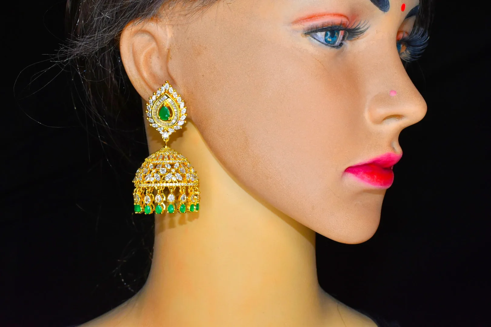 Elegant CZ Jhumka Earrings By Asp Fashion Jewellery